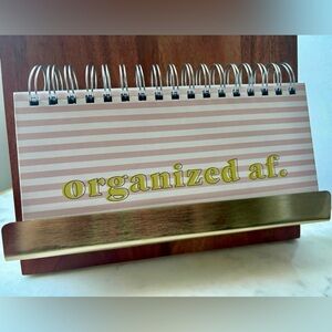 Organized AF Weekly Planner Pad Desk Calendar Pink Stripe by The Daily Paper